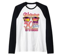 50th Birthday Trip Vacation 50 Year Old Cruise Warning Retro Manche Raglan