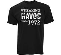 50th Birthday Wreaking Havoc Since 1972 Fiftieth Gift Idea Tee Black Short Sleeve T-Shirt L