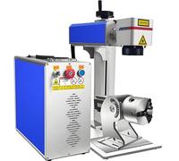 50W Graveur Laser Fibre Machine de Marquage de Fibre Optique 200x200mm Machine de Gravure Laser de Marquage à L'état Solide Pour Métal/Aluminium/Or/Argent/Bijoux Avec Ezcad Logiciel Et Axe de Rotation
