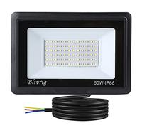 50W Spot LED extérieur Blanc Froid 6000K, Blivrig 5000LM Projecteur exterieur, IP66 Imperméable Phare Mur, pour Terrasse, Patio, Chemins, Garage, Jardi