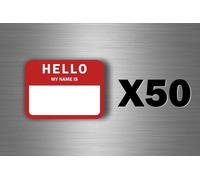50x Autocollant Sticker Vintage Usa Hello My Name Is Identification Fete Mariage