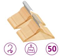 50x Bois Dur Cintres Antidérapants Rangement Organisateur de Vêtements vidaXL