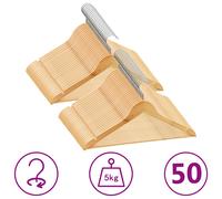50x Bois Dur Cintres Antidérapants Rangement Organisateur de Vêtements vidaXL