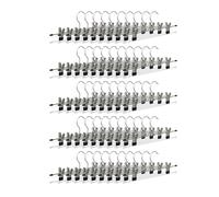 50x Cintres à pantalon en métal avec pinces caoutchouc pour jupes antidérapant HxlxP: 9 x 35,5 x 2,5 cm, argent/noir