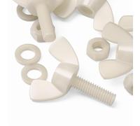 50x Écrou papillon en nylon avec filetage, vis à métaux, comprend écrous et rondelles, M6 x 20mm
