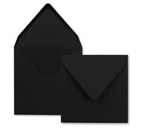 50x Enveloppes carrées noires - 15,5 x 15,5 cm - sans fenêtre, à collage humide - 110 g/m² - Pour les cartes d'invitation de mariage, d'anniversaire et autres -Serie FarbenFroh