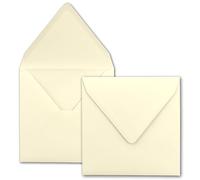 50x Enveloppes carrées vanille (crème) - 15,5 x 15,5 cm - sans fenêtre, à collage humide - 110 g/m² - Pour les cartes d'invitation à un mariage, un anniversaire et plus -Serie FarbenFroh