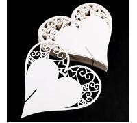 50x Etiquette Marque-verre Porte-Nom Marque-Place Coeur symétrique pour mariage