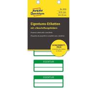 50x étiquettes de propriété avec 2 champs 50x20mm vert