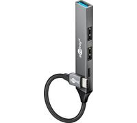 50x Goobay 74459 Slim 4-Port USB-Hub, USB-C™ vers USB-C™/USB-A, 5 Gbit/s, gris clair, 0.1 m - USB-C™ mâle > 1x USB-A femelle (USB 3.2), 1x USB-C™ femelle (USB 2.0), 2x USB-A femelles (USB 2.0)