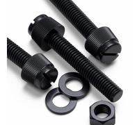 50x Noir, vis moletées rainurées en nylon, boulons, écrous, rondelles, M5 x 30 mm