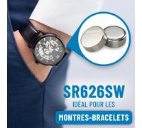 50x Pile SR626SW pour Montre 1,55V oxyde d'argent - Pile Bouton SR626SW étanches et Longue durée - 377 / SR66 / SR626 / 626 / AG4 - Piles Montre, Pile 377 Montre