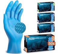 50x PROGRIP Gants nitrile taille L Bleu [Avec double épaisseur et texture diamantée], Gants nitrile à usage unique pour atelier, industrie et montage, Gants nitrile à usage unique