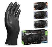 50x PROGRIP Gants nitrile taille M Noir [Avec double épaisseur et texture diamantée], Gants nitrile à usage unique pour atelier, industrie et montage, Gants nitrile à usage unique