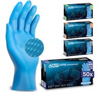 50x PROGRIP Gants nitrile taille XL Bleu [Avec double épaisseur et texture diamantée], Gants nitrile à usage unique pour atelier, industrie et montage, Gants nitrile à usage unique