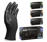 50x PROGRIP Gants nitrile taille XL Noir [Avec double épaisseur et texture diamantée], Gants nitrile à usage unique pour atelier, industrie et montage, Gants nitrile à usage unique