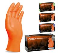 50x PROGRIP Gants nitrile taille XXL Orange [Avec double épaisseur et texture diamantée], Gants nitrile à usage unique pour atelier, industrie et montage, Gants nitrile à usage unique