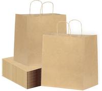 50x Sac en Papier Kraft 34x22x38 cm avec Poignées | Sac Grand Take Away : Sachet Alimentaire pour Emporter