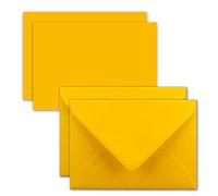 50x Set de cartes avec enveloppes individuelles au format DIN A7 - 10,5 x 7,3 cm - Jaune avec enveloppes C7 à collage humide, idéales pour les étiquettes cadeaux
