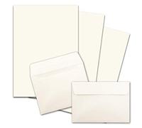 50x sets de papier à lettres A4 avec enveloppes C6 - fermeture: Auto-adhésive avec Bande Détachable - couleur: blanc naturel - papier mat avec enveloppes - FarbenFroh by GUSTAV NEUSER