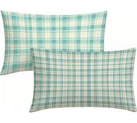 50x80 Lot de 4 Housses de Coussin Bleu Coussin Canape Treillis, Lin Taie D'oreiller Impression Recto Verso Avec Fermeture éClair Invisible, Decoration Maison pour Jardin Salon, Cadeau Femme -LK2604888