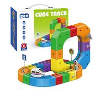 51/81/123PCS Circuit de Train Électrique Magnétique, Routique Train 3D, Jeu de Construction Circuit Flexible Motorisé Défiant la Gravité, Cadeau Enfant pour Noël Anniversaire (51PCS,1CAR)