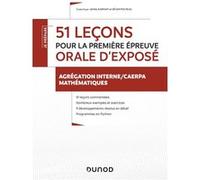 51 leçons pour la première épreuve orale d'exposé - Agrégation interne de mathématiques Jamal Karmati (Auteur), Sévan Polteau (Auteur)