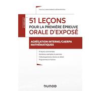51 leçons pour la première épreuve orale d'exposé - Agrégation interne de mathématiques - Jamal Karmati - Dunod - broché - Manuel