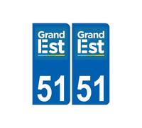 51 Marne autocollant plaque immatriculation auto département sticker Grand-Est nouveau logo 2 - Angles : arrondis