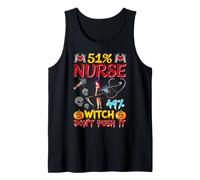 51% Nurse 49% Witch Don't Push It NP RN Halloween Nurse Débardeur