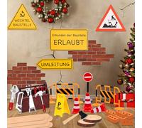 51 Pcs Accessoires Maison de Poupee pour Chantier de Construction, Accessoires Lutin, Panneaux de Signalisation pour Enfant, Accessoire Lutin Farceur de Boîte à Outils, Miniature Accessoires pour Noël