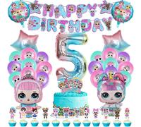 51 Pcs Ballon Poupee Lol Anniversaire,Décoration Anniversaire Lol Poupee 5 Ans,Ballon Helium Poupee Lol,Banniere Happy Birthday,Lol Deco Gateau,Decoration Anniversaire Surprise Fille