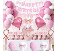 51 Pièces Joyeux Anniversaire Ensemble Contient Guirlande Anniversaire Rose Ballon Long Ballon Coeur Et D'autres Accessoires Convient Pour le Festival le Mariage etc
