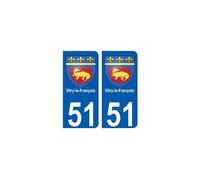 51 Vitry-le-François blason autocollant plaque stickers ville - Angles : arrondis