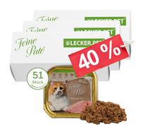 51 x 100 g Lecker.Pet® Balu's Fine Paté Riche en Dinde Nourriture pour chats humide Nourriture complète