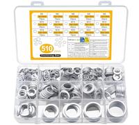 510 pièces de joint d'évacuation d'huile, ensemble de joints d'étanchéité en métal, sous-rondelles en aluminium, assortiment de rondelles plates, joints de bride, ensemble de joints plats, M5 M6 M8