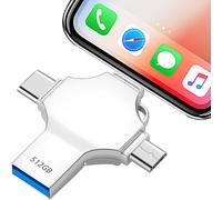512 Go Cle USB 4 en 1 Clé USB USB 3.0 Extension de Pen Drive Externe Métal Mémoire Stick 512 Go Photo Stockage pour Pppareil Intelligent/Android/OTG/PC/Tabletter/Ordinateu