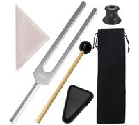 512 Hz Diapason en alliage d'aluminium Diapason Thérapie de fréquence Diapason Neurologie avec marteau en silicone Base triangulaire et chiffon de nettoyage en silicone Pochette en velours souple