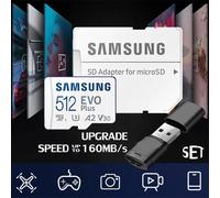 ( 512GB-R160MBs-Set) SAMSUNG-Carte mémoire d'origine, 64 Go, U1, 128 Go, 256 Go, 512 Go, SDXC, Micro SD, Cartes Flash TF MicroSD, UHS-1 U3, 4K pour téléphone, Drone, Appareil photo