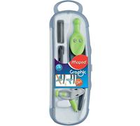 Compas Graphic MAPED - Modèle pour Enfant - 360° - Bonne rigidité - Couleurs Bleu, Vert et Violet