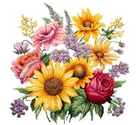 51buyoutgo Canevas Broderie Point de Croix Kit Complet Adulte Debutant Compté Pré Imprimé Estampillé Moderne Débutant avec Fils, Facile Fleurs 11ct Cross Stitch Loisirs Créatifs Set 30 x 30 cm