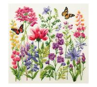 51buyoutgo Canevas Point de Croix Broderie Kit Complet Adulte Debutant Compté Pré Imprimé Estampillé Moderne Débutant avec Fils, Facile Fleur 11ct Cross Stitch Loisirs Créatifs Set