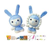 51buyoutgo Kit Crochet Debutant Complet - 2 Pièces Lapin Kit de Démarrage avec Crochets et Fils pour Débutant, Adultes et Enfants, Projets Faciles et Tutoriels Vidéo étape Par étape