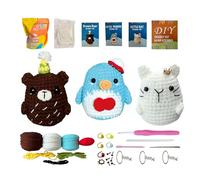 51buyoutgo Kit de démarrage au crochet en forme d'ours, pingouin et chat pour adultes, animal facile à faire soi-même pour apprendre à crocheter, joli crochet avancé, chrochet, artisanat de tricot
