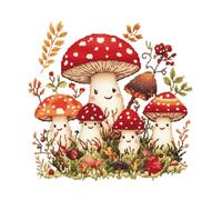 51buyoutgo Point de Croix - 30x30 cm Canevas Kit Complet Adulte, 11CT Pré Imprimé Broderie Champignons Modèle , Facile Loisirs Créatifs Set avec Fils pour Activité Manuelle Debutant