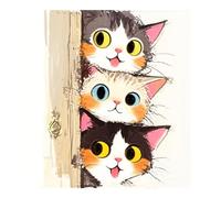 51buyoutgo Point de Croix - 30x30 cm Canevas Kit Complet Adulte, 11CT Pré Imprimé Broderie Chat Modèle , Facile Loisirs Créatifs Set avec Fils pour Activité Manuelle Debutant