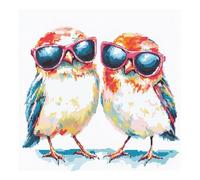 51buyoutgo Point de Croix - 30x30 cm Canevas Kit Complet Adulte, 11CT Pré Imprimé Broderie Oiseaux Colorés Modèle , Facile Loisirs Créatifs Set avec Fils pour Activité Manuelle Debutant