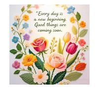 51buyoutgo Point de Croix - 30x30 cm Canevas Kit Complet Adulte avec Fils, Pré Imprimé Kit Broderie Debutant Fleurs Modèle , 11CT Cross Stitch Embroidery Set, Facile Loisirs Créatifs Activité Manuelle