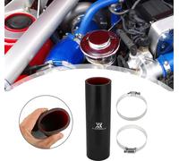 51mm 2.01" Diamètre Interne Voiture Droit Silicone Tuyau Tube avec Pinces Noir Rouge