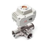 51mm 3 Way Sanitary High Platform Electric Ball Valves 220V 110V 12V Stainless Steel Tri Clamp Ferrule Type Motorized Ball Valve(L TYPE_220VAC)
